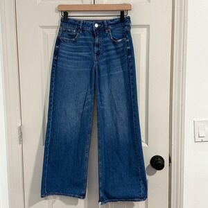 American Eagle Baggy Wide Leg Jeans Womens 0 Blue Super High Rise Streetwear Y2K